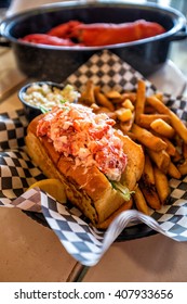 Maine Lobster Roll Served On Plate 