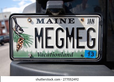 Maine vanity license plate saying "Megmeg"", Maine 