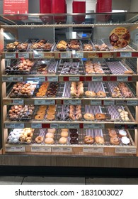 Maine/USA-October 8,2020: Tim Hortons Donut Display Case