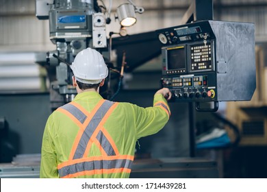 Maintain Worker Operating Control Machine To Automated CNC In Factory