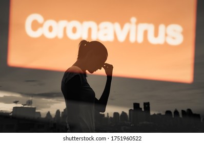 Maintaining Mental Health Amid COVID-19 Coronavirus Crisis.Depressed Woman In The City Feeling Sad, Needs Help, Stress From Financial And Mental Health