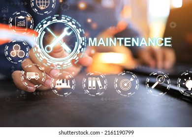 Maintenance engineer or technician in the reflective jacket is pointing to the wrench and screwdriver cross sign of maintenance and repair. repair and maintenance concept Industrial production inputs.