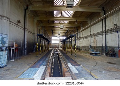 A maintenance hall for trains, depot - Shutterstock ID 1228136044