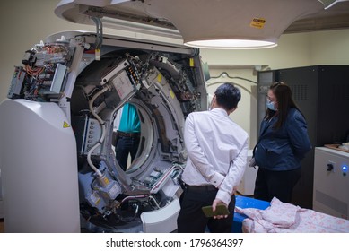 Maintenance Repairing And Checking Computer Tomography (CT Scan) Machine In The Hospital In Bangkok Thailand For The Availability Of Services.Bangkok Thailand August 11,2020