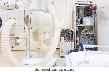 Maintenance  Repairing Or Preventive Maintenance-PM And Checking Every 3 Month X-ray Machine / X-ray Engine In The Hospital. Services Concept.