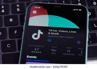 Mainz, Germany - September 25, 2022: Icon Of The TikTok App In The Store On Iphone Screen
