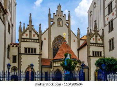 Façade of Maisel Synagogue in Prague, Czech Republic
