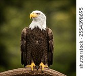 A majestic bald eagle perched on a tree branch.