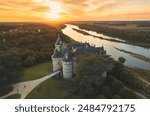 A majestic chateau at sunset, loire valley