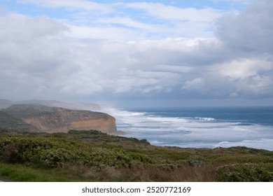 Majestic Coastal Cliffs and Stormy Ocean Views Along the Great Ocean Road, Australia - Powered by Shutterstock