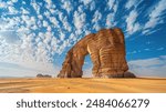 Majestic Elephant Rock surrounded by golden desert sand for your background bussines, poster, wallpaper, banner, greeting cards, and advertising for business entities or brands