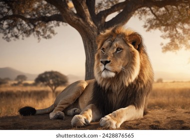 Majestic king of animals in prairies - Powered by Shutterstock