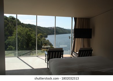 Majestic luxury view from a room on the Douro River, North of Portugal.