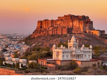 Majestic mehrangarh fort overlooking jodhpur at sunset - Powered by Shutterstock