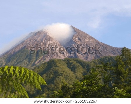 the majestic Mount Merapi, an active volcano in Indonesia.
