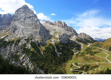 Majestic Mountain And Mountain Pass, Mt Marmolada, Italy