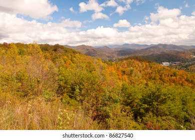 Majestic mountain view and colorful trees in North Carolina - Shutterstock ID 86827540