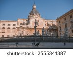 Majestic Praetorian Fountain in Palermo, Sicily, with detailed sculptures