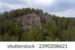 Majestic rocky outcrop in Mongolian forest
