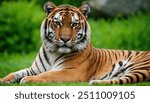 The majestic Royal Bengal Tiger, often referred to as the Indian Tiger, Panthera tigris, the Striped Tiger, the Great Cat of India, the Sundarbans Tiger, is a powerful symbol of wildlife conservation.