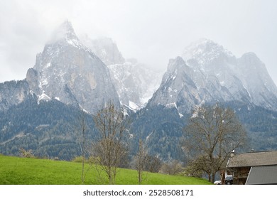 Majestic Snow Capped Mountains Majestically Rising in Sud Tirol - Powered by Shutterstock