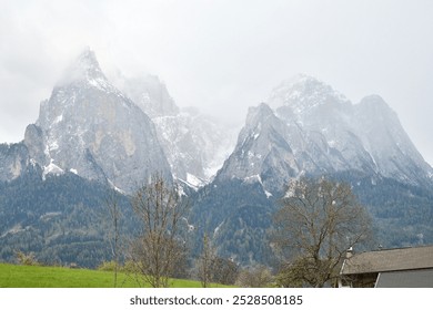 Majestic Snow Capped Mountains Majestically Rising in Sud Tirol - Powered by Shutterstock