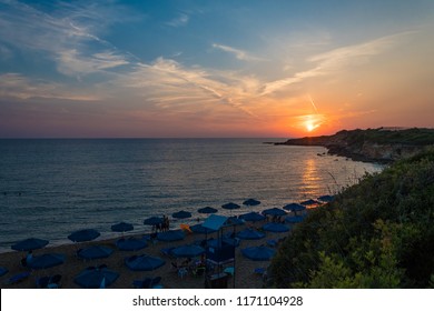 Majestic Sunset View With Beautiful Colors From Ammes Beach In Argostoli Kefalonia, Greece