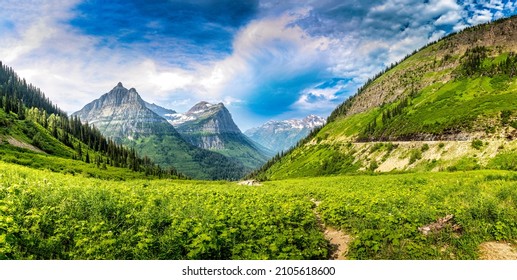 Majestic view over the Glacier National Park from the Going to sun road, Montana
