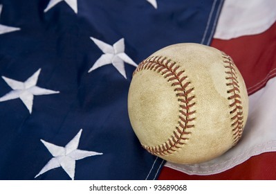 Major League Baseball With American Flag