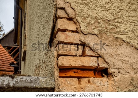 Major structural damage to an old house
