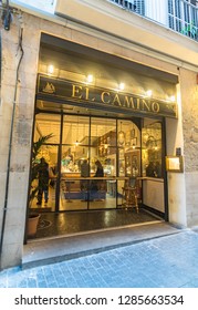 Majorca, Spain - January 8, 2019: El Camino Restaurant In The Historic City Center Of Palma De Majorca