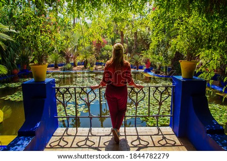Majorelle Garden in Marrakech. An oasis in the middle of a bustling city. Marrakech, Morocco - September 19, 2019.