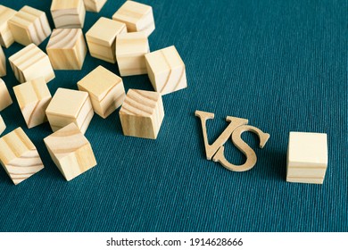 Majority And Minority. Wooden Blocks On Blue Background