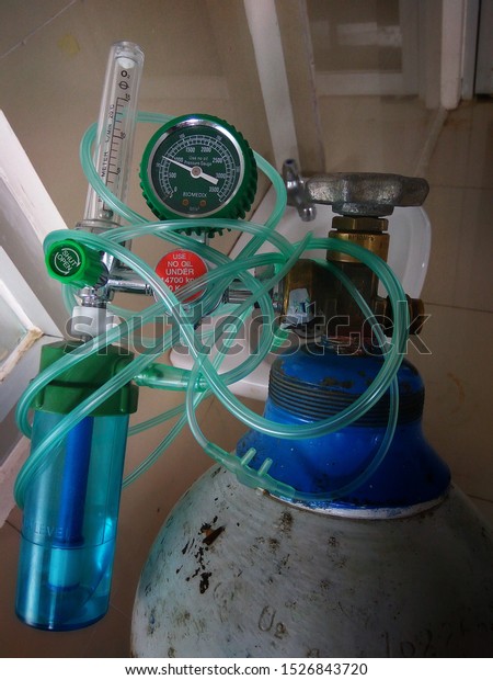 makassar, Indonesia, 7/10/2019: oxygen tube\
pressure gauge,\
health