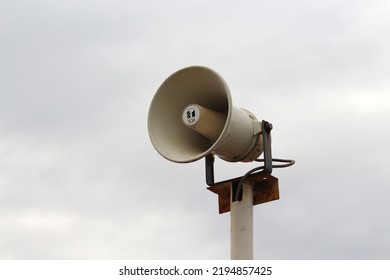 Makassar, South Sulawesi, Indonesia, 25.08.2022 : Toa Horn Speaker  Are Generally Used As A Means Of Information In Public Spaces.