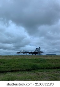 Makassar,Indonesia-January 01, 2022; Sukhoi SU-30 Indonesian Airforce Military After Training Flight