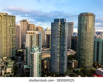 Makati, Metro Manila, Philippines - Nov 2020: Upscale And Luxurious Residential Towers Of Rockwell Center.