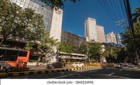 Makati, Philippines - Oct 2020: Legazpi Village Is The Southern Part Of Makati's CBD Where Many Older Office Buildings Are Still Around.