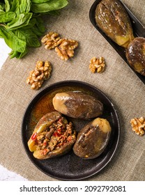 makdous eggplant with walnuts and spicy souce
