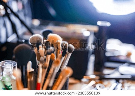 Make up artist's set of tools close up