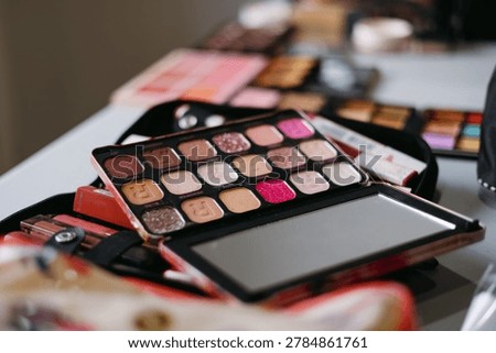 Make up artist's set of tools close up