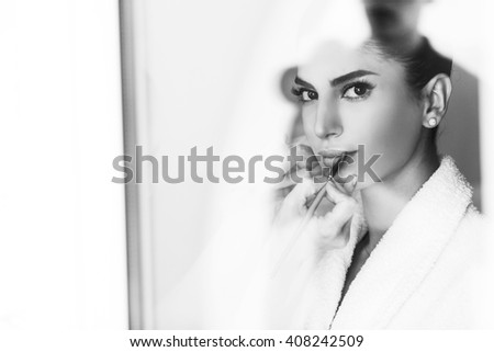 Make up for beautiful bride b&w