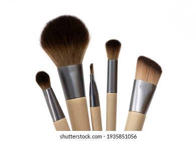 Make Up Brushes On The White Background.