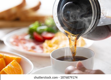 Make coffee, breakfast, hot coffee