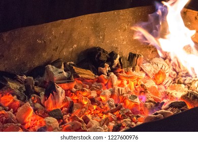 To Make A Fire. Heat From Embers. Hot Coal. Fire Barbecue And Barbecue. Burn Leaves. Fire In The Fireplace. Fire Hazard. Heat From The Fireplace. Walk On The Coals.