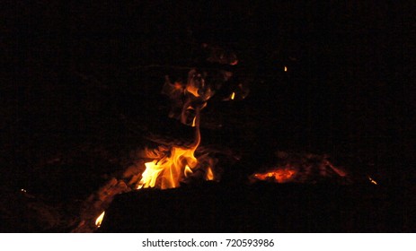 Make fire at night in camping.