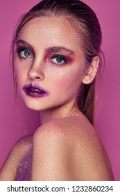 Make Up Glitter Portrait In Studio