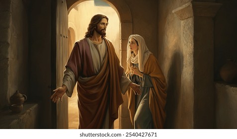 Biblical Image Jesus Walking While Woman AI-generated image 2539679511 ...