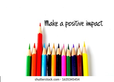 Make postivie impact motivation wording with color pencil background
