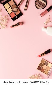 Productos maquillaje fondo plano